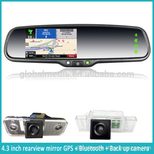 4.3 inch display screen with bluetooth calling GPS navigator rearview mirror